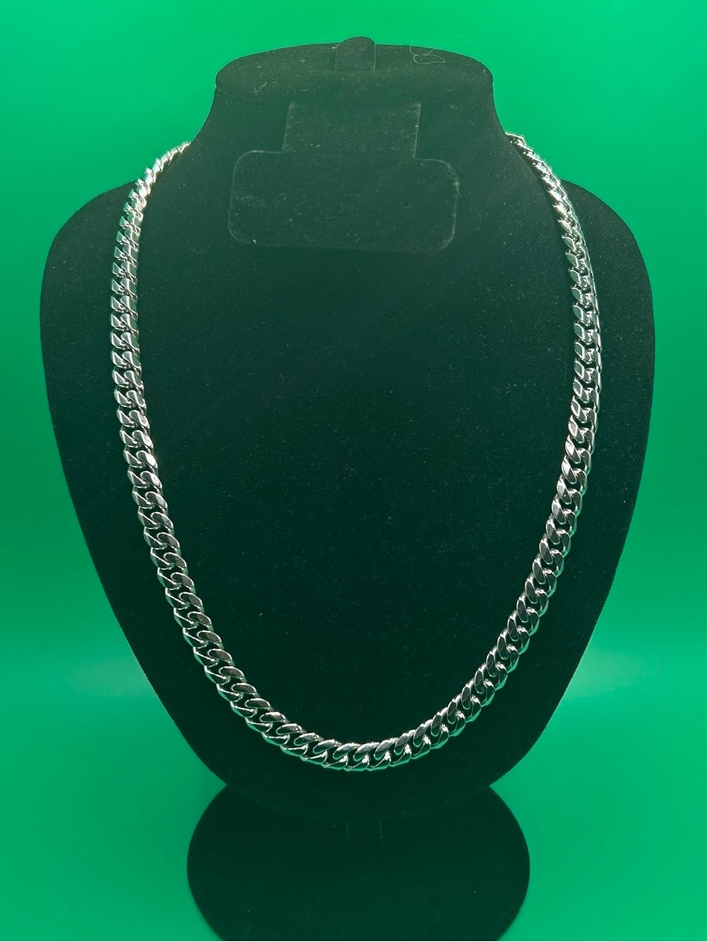 8mm Silver Curb Cuban Link Chain Necklace 20 Inch Unisex Waterproof New